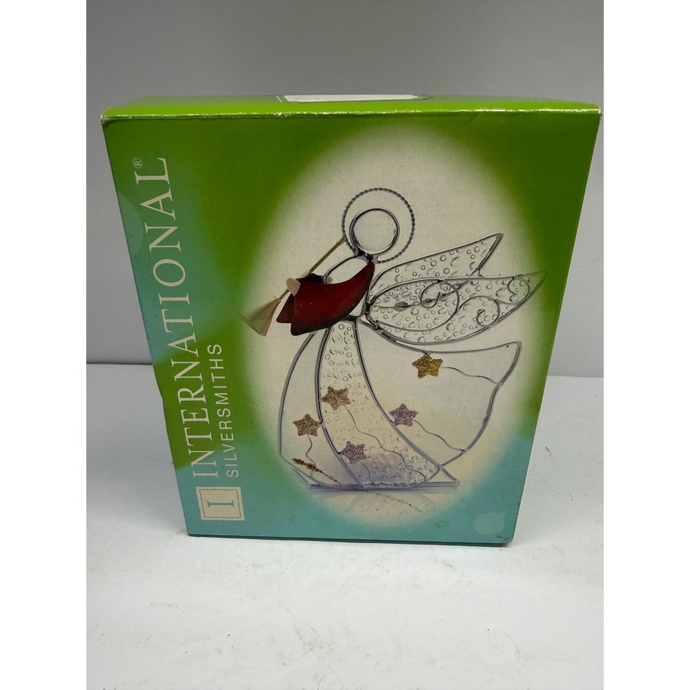International Silversmiths Stained Glass Christmas Angel Votive Holder 4003679